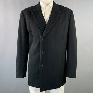 YOHJI YAMAMOTO Size XL Black Wool Peak Lapel Sport Coat
